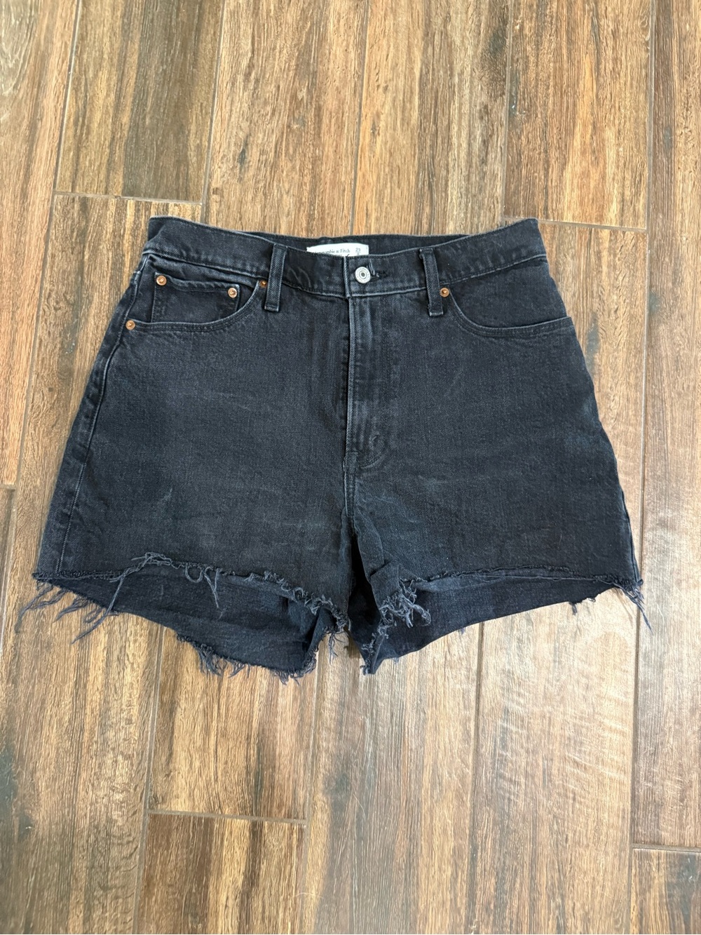 Abercrombie & Fitch Black Raw-Hem Denim Shorts